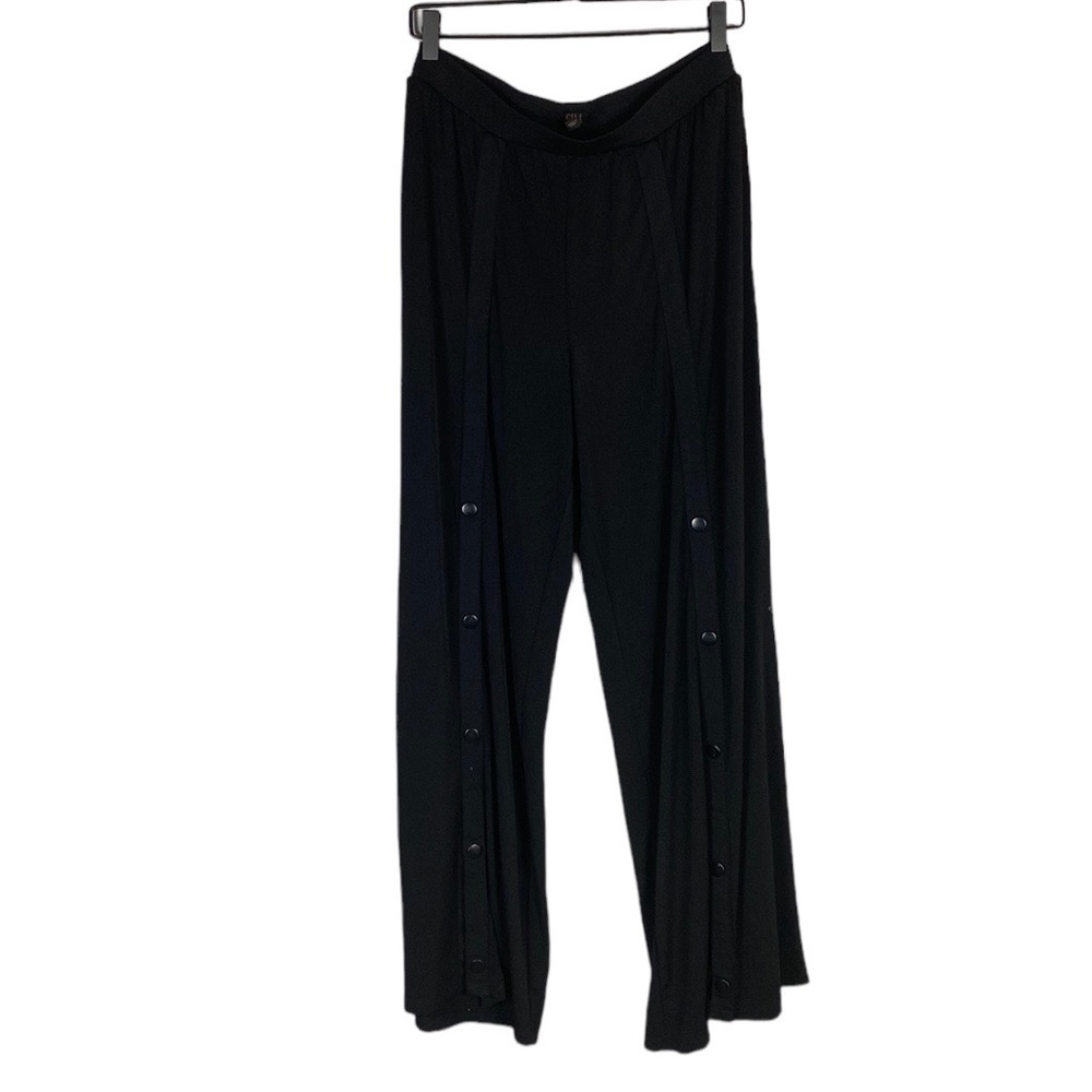 G.I.L.I black snap front wide leg pants